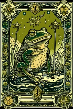 tarot card style of a frog