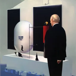 Putin, President Xi Of China And Joe Biden Play Chess With A Pigeon,Ufo And Atomic Bomb Mushroom Cloud,Complex Surgical Instruments Intermixed With A Newborn Boy,Minimalism,Painting By Adrian Ghenie,Rene Magritte,Pablo Picasso,Michelangelo,Salvador Dali,Lucian Freud