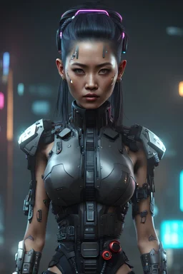 cyberpunk female borneo indonesia, 8k, realistic, full body
