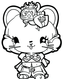 outline art for real Hello Kitty coloring page, Japanese manga style, cartoon style, cute face, white background sketch style, full body is a must, only use outline, clean line art, no shadow, bold outline