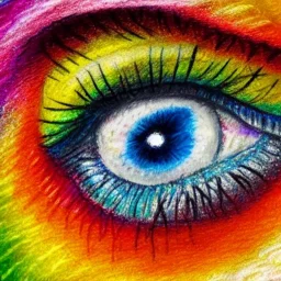 melted crayon drawing of rainbow eye with jewel as iris, 8k resolution, high-quality, fine-detail, muted colors,intricate, digital art, detailed matte, volumetric lighting, illustration, octane render, Kristina Nelson,Brenna Miller, Jane Davenport, Jeffrey Robert