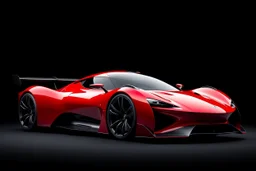 SUPER RACING CAR, EXOTIC, SUPER SPORT, CONCEPT CAR, ELECTRIC, BIG WHEELS, RED COLOR CHERRY, BLACK BACKGROUND,