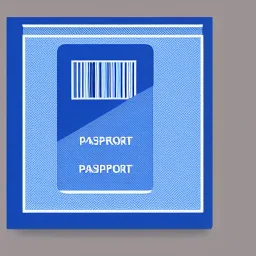 full view of a low-poly, flattened vector image icon of an passport card with photo, blue color palette, transparent background.