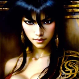 portrait beautiful face 'Zakuro-ninja scroll',busty,ancient metal armor balanciaga fashion clothe painting by gaston bussiere, greg rutkowski, yoji shinkawa, yoshitaka amano, tsutomu nihei, donato giancola, tim hildebrandt, oil on canvas, cinematic composition, extreme detail,fit full head inside picture,16k