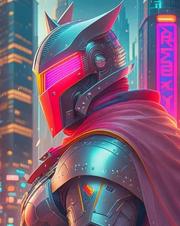 Best quality, masterpiece, ultra high definition, Retro Futuristic,cyberpunk knight Comic style