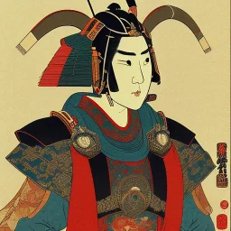 Ukiyo-e Style , Male Samuri in armour