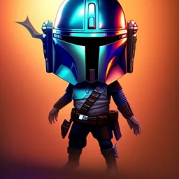 super cute chibi mandalorian, cinematic lighting, intricate