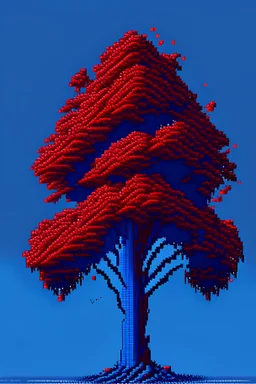 It's a red tree, a blue tree, and it looks bigger, like a pixel.