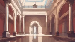 Vector. i2D animated. Istanbul. Inside the old royal palace. Minimal. Digital painting,