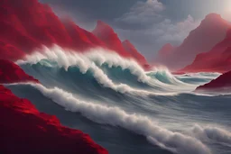 Moses splitting the red sea, UHD, Dynamic lighting, Volumetric lighting, 8k, HD, big waves, multitude