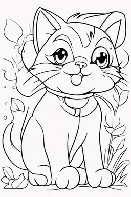 coloring page for kids, cat, thick outline, low details, no shading, no color