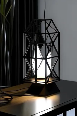 gaming table lamp inspired by buliding architecture modern stlye. geometric form