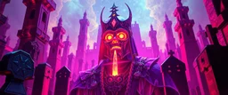 Epic portrait of paladin in tower cemetery in the style of Giger and Escher in Transparent Psychedelic Fluorescent Colors looking like a Record Cover