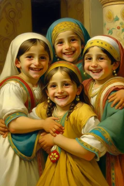 oriental arabic childeren higging ech other smiling painting neoclassism