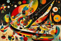 A circus made out of orchestral instruments painted by Wassily Kandinsky
