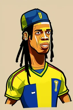 Ronaldinho Brazilian football player cartoon 2d
