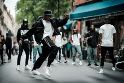 hiphop dancing in street camera capture fullbody