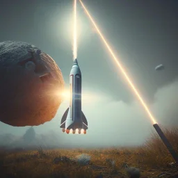 time traveling rocket, 8k, ultra realistic,cinematic, cinema 4d, volumetric lighting,