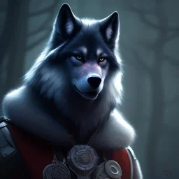 award winning portrait of a male anthropomorphic black wolf long vblack cory loftis, fenghua zhong, ryohei hase, and ruan jia. unreal engine 5, artistic lighting, highly detailed, photorealistic, fantasy