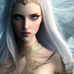 ice queen blue eyes long blond hair in elden ring realistic