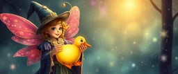 fairy magician holding a magical duck