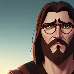 A portrait of Jesus wearing glasses