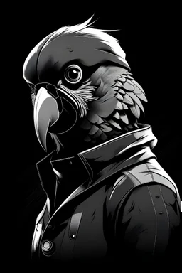 Detectiveco ckatoo parrot in noir style