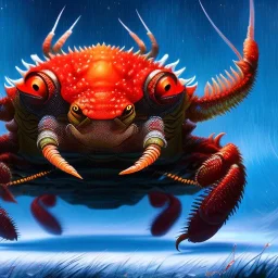 The Humungus Crab Monster, with huge pincers, Red Glowing eyes, by van Gogh 8k