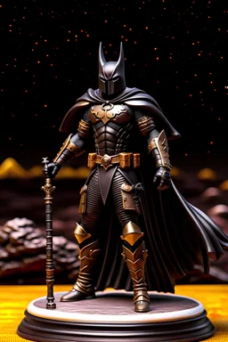 tabletop role-playing miniature of a minoan samurai-sith-lord-batman-nazgul wearing an black biomechanoid aegean bronze-age leather armor. full body. concept art hyperrealism