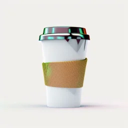 4k coffe cup render solid colors with green background