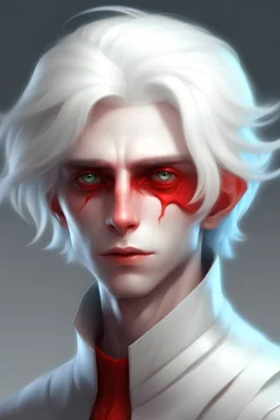 Handsome red-skinned alien with white hair