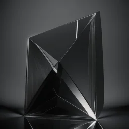 Create a visually striking geometry hi tech prisma simple minimal in dark glass reflections abstract composition that embodies the essence of luxury and craftsmanship, pure black