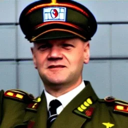 Olaf scholz in a Nazi army Uniform doing a Nazi salute