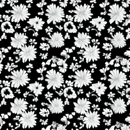 Pattern flowers black and white