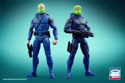 packaging label Mike pence g.i. joe toy With a gun space force Blue uniform action figure, fluorescent green, whole body,