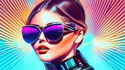 Portrait of a young woman with futuristic sunglasses digital illustration