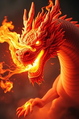 face view dragon breathing fire absrtact