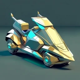 lowpoly shiny metallic spaceship scooter