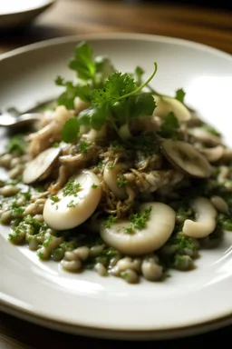 picture of a plate with an oyster king mushroom tartar