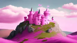 Pink castle on a hill