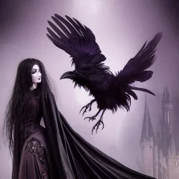 a beautiful gothic woman turning into a raven, 8k resolution, high-quality, fine-detail, color, intricate, realistic, sharp, crisp, digital art, detailed matte, volumetric lighting, illustration, octane render, brian froud, howard lyon, Anne Dittman, Anne Stokes, Lisa Parker, Selina French