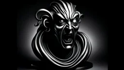 A surreal and abstract sculpture representing today evil awake, featuring twisted forms and menacing expressions,