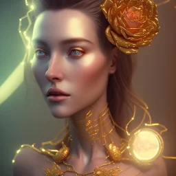 actress , rose goddess, by Mahmoud Sai, Cartographic, Golden Hour, Closeup-View, 16k, Lumen Global Illumination, Diffraction Grading ,beautiful ,circuitry, jewelry