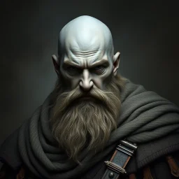 A young large bald noble goliath with grey ashen skin with a renaissance fantasy style