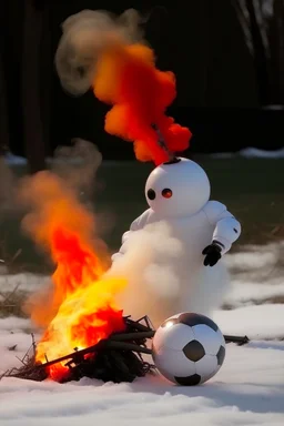 Snowman,fire smoke and play fotball