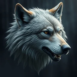 image of a large wolfs head. 4k. Photorealistic. Urban fantasy