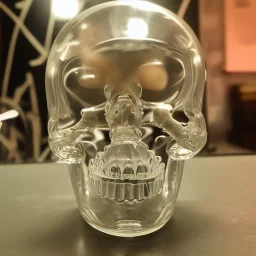 A glass skull with education proces inside