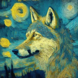 a wolf in van gogh style