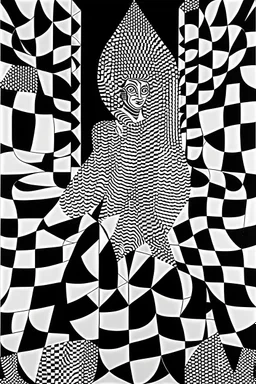 The Black Honeycomb Knight; Optical Art; Black and White, Bridget Riley; M.C. Escher, Victor Vasarely