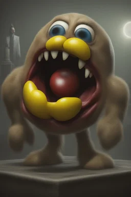 photorealistic image of pac-man as a monster